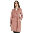 thumbnail image 3 of Giolshon Women's Faux Suede Trench Coat Classic Long Double Breasted Overcoat Belted Lapel Jacket Spring and Fall, 3 of 6
