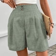 thumbnail image 3 of FAHXNVB Summer Shorts for Women Casual Button High Waist Pleated Shorts Beach Vacation Short Pants with Pockets,XL,Mint Green, 3 of 6