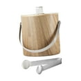 thumbnail image 3 of Cubo de hielo, cubo de cerveza con tapa y pinza, cubo de metal multiusos para bebidas, cubo enfriador de bebidas para fiestas en restaurantes y bufés 2 L de grano de madera, 3 of 9