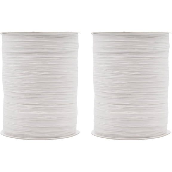 Pack of 2 Paper Raffia Ribbon Rolls 200 Yards for Kraft Packaging and Decoration (White)