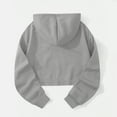 thumbnail image 6 of ZQGJB Women's Drawstring Cropped Hoodie Lightweight Casual Fall Hoodies for Women Loose Workout Crop Tops Sweatshirt Long Sleeve Hooded Pullover Crop Top Gray L, 6 of 8