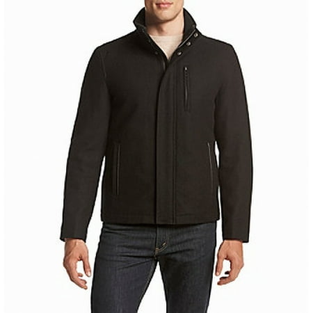 Cole Haan Mens Wool - Cole Haan Mens Medium Full-Zipped Solid Jacket Wool