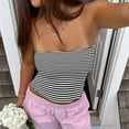 thumbnail image 2 of APEXFWDT Women's Striped Tube Tops Strapless Bandeau Tops Double Lined Slim Fit Summer Y2K Going Out Tank Tops for Girls，XXL,Black, 2 of 9