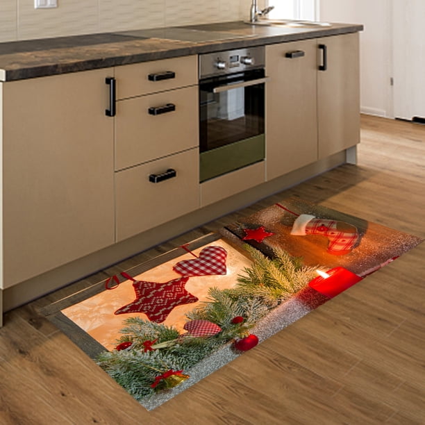 Wandteppich de Puerta con Adornos Navideños Impresos, Wandteppich de Puerta de 3D de de Navidad Suave, Wandteppich de Antideslizante para 8 60x180cm Yotijar Alfombra de área de cocina