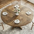 thumbnail image 7 of 47 Inch Round Dining Table for 4-6 People, Round Kitchen Table with Wooden Base & Adjustable Foot Pads, Circle Farmhouse Dining Room Table for Kitchen, Dining Room(Table Only), 7 of 7