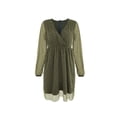 thumbnail image 4 of Women's Sequins Mini Dress Lantern Long Sleeve V Neck Mesh Splicing Glitter Cocktail Party Dress Short Dance Dress, 4 of 6