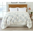 thumbnail image 2 of Great Bay Home Velvet Plush Fleece Reversible Sherpa Warm and Cozy Bed Blanket  (Twin, Toile Blue), 2 of 4