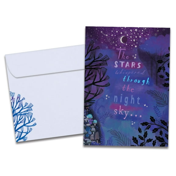 Tree-Free Greetings Solstice Greeting Card 12 Pack, 100% Recycled Paper, 5x7, Whispering Stars (HP65445)