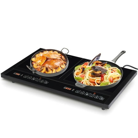 Costway Electric Dual Induction Cooker Cooktop 1800W Countertop Double Burner (Best Double Oven Induction Range)