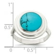 thumbnail image 3 of Finest Gold Sterling Silver Polished Round Imitation Turquoise Ring - Size 7, 3 of 6