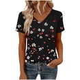 thumbnail image 4 of Mifsaly Womens Blouses Casual Vintage Floral Print Cotton Tshirt V Neck Short Sleeve Summer Tops Casual Loose Fit Lightweight Elegant Shirt Daily Vacation Fashion Tee S, 4 of 5
