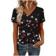 thumbnail image 3 of Camisetas Casuales de las Mujeres Moda Cómoda Impresa de Manga Corta con Cuello en V Top para el Uso Diario Casual, 3 of 5