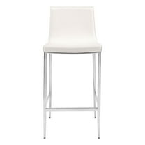 Pemberly Row Modern White Dallen 26" Counter Stool (Set of 2)