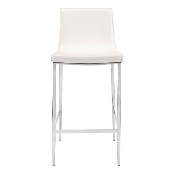 Pemberly Row Modern White Dallen 26" Counter Stool (Set of 2)