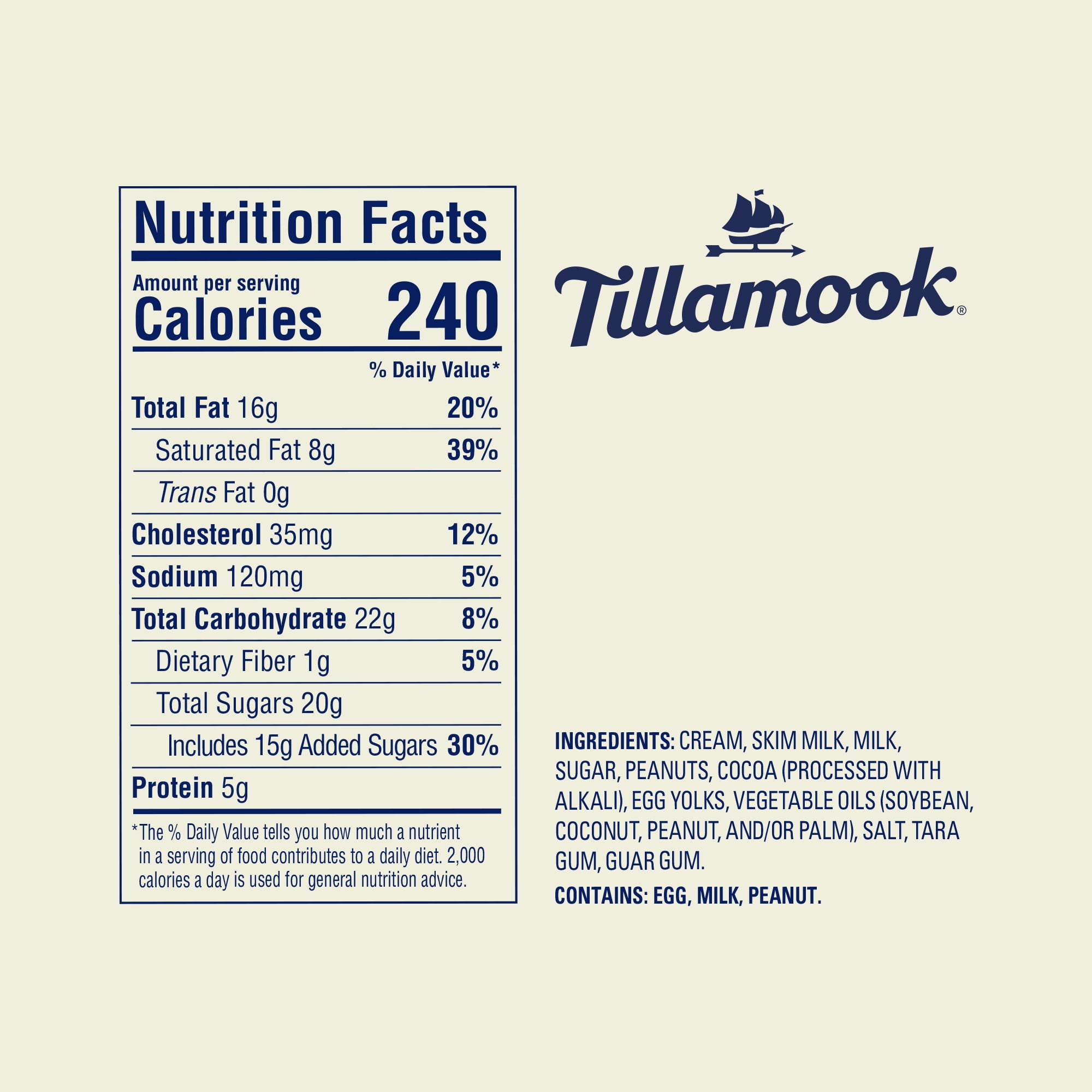 Tillamook Chocolate Peanut Butter Ice Cream, 56 fl oz