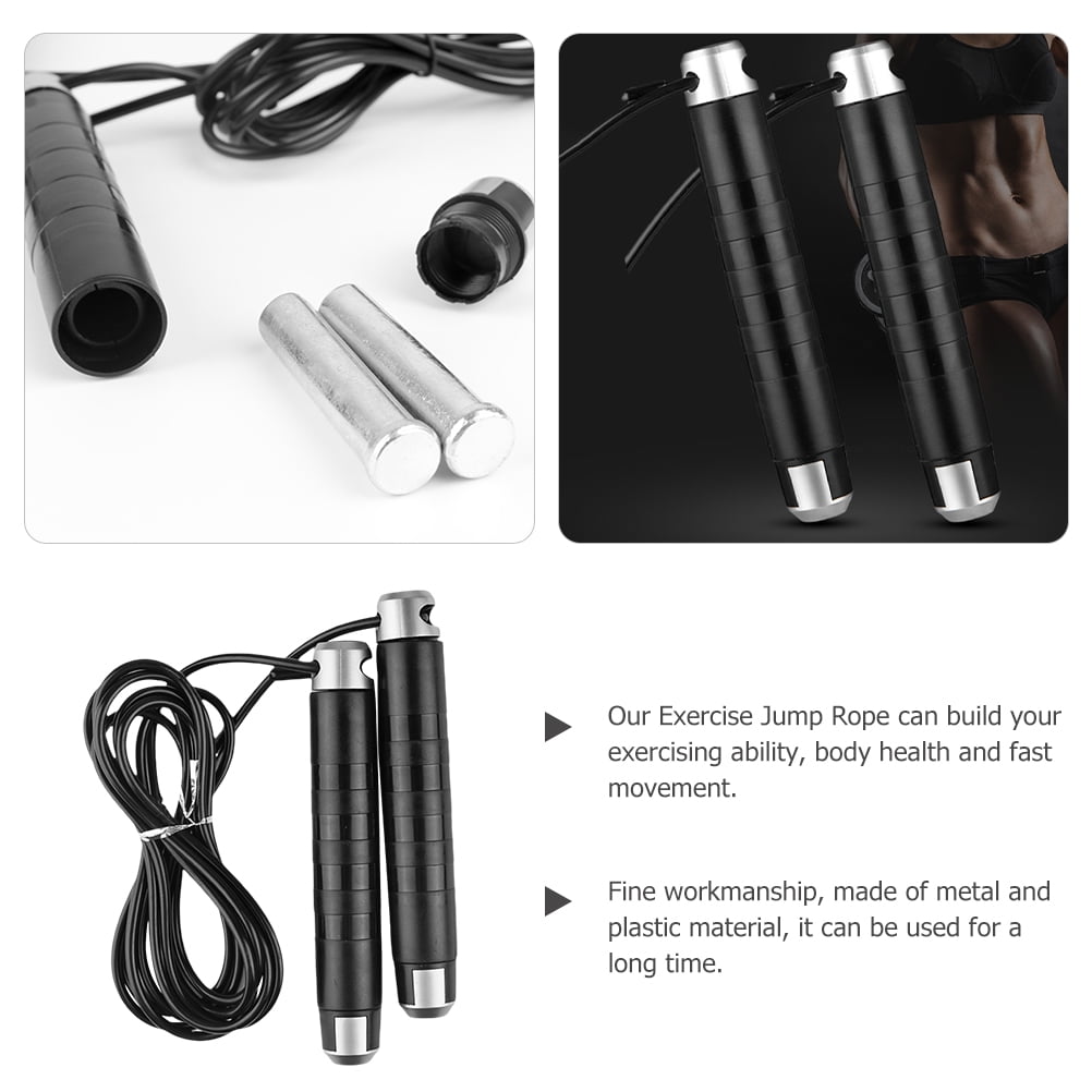 ELAYARD Heavy Duty Fitness Jump Rope Set in Black - and Adjustable for Workout Training