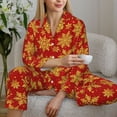 thumbnail image 6 of Pofeuu Christmas With Gold Snowflakes Print Womens Pajamas Set Long Sleeve Sleepwear Button Down Nightwear Soft Pj Lounge Sets Button Down Pajamas Women-X-Large, 6 of 7