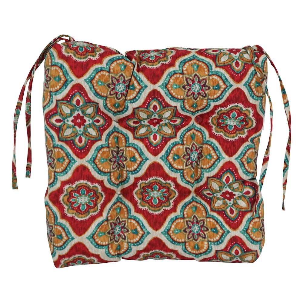 Blazing Needles 16-inch Spun Polyester Patterned Outdoor Square Tufted Chair Cushions (Set of 2)