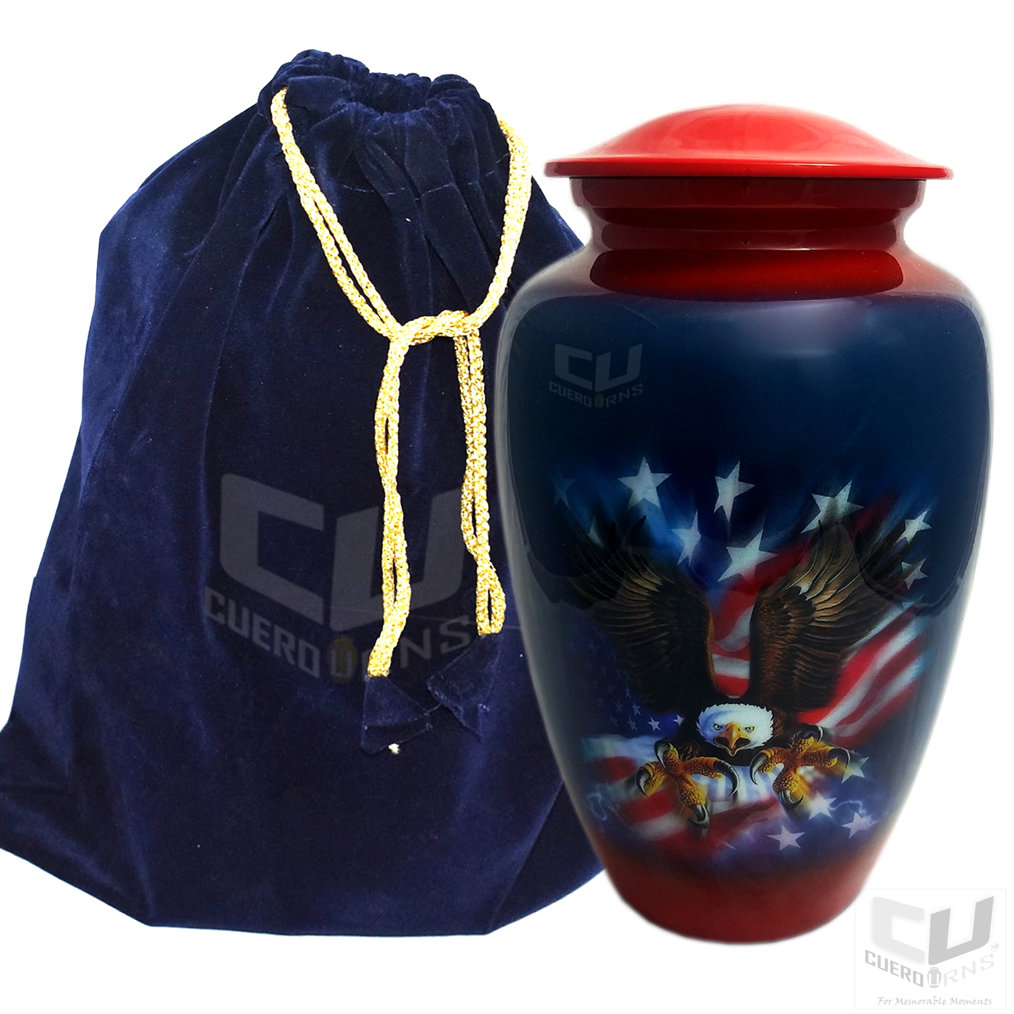CUERO URNS American Eagle with USA Flag Blue Red Cremation Urn for