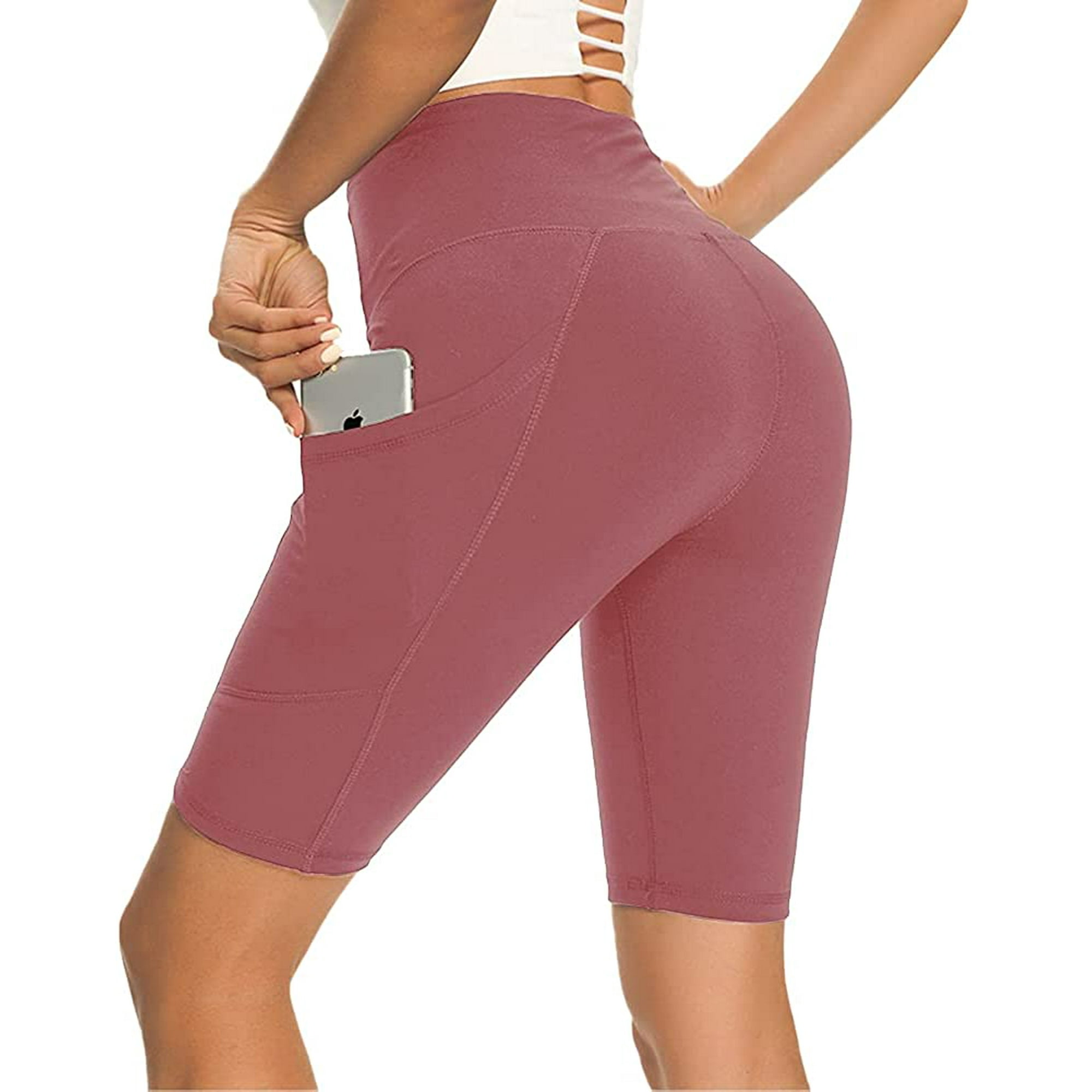 Biker Shorts for Women with Pockets u201c Soft Tummy Control Non See Through Stretchy Bike Shorts for Yoga Workout Walmart