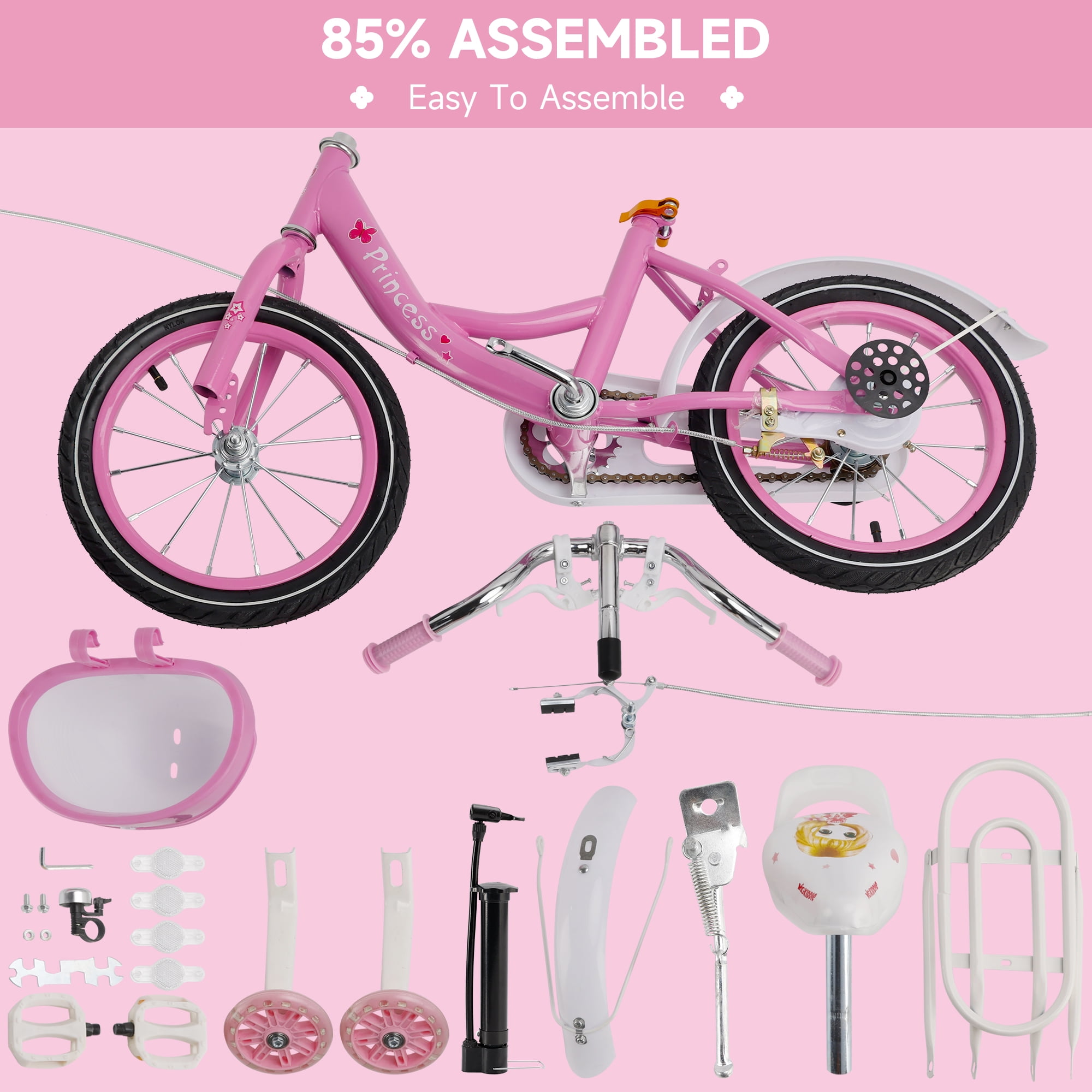 ARTUDATECH Girls Bike for Toddlers and Kids Ages 4-9 Years