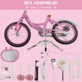 thumbnail image 4 of Girls Bike for Toddlers and Kids Ages 4-9 Years Old, 16 18 Inch Kids Bike with Flashing Training Wheels & Basket,Girls Bicycle with Handbrake & Kickstand, Pink/Purple, 4 of 14