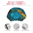 thumbnail image 3 of Kdxio Watercolor Blue Marbled Print Shower Cap for Women,Elastic and Reusable,Double Waterproof Layers Bathing Hat, 3 of 6