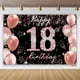 thumbnail image 3 of Fondo para fiesta de cumpleaños número 18 con globos con purpurina dorada y negra para niños y niñas de 18 años para fondos de fotografía, 3 of 5