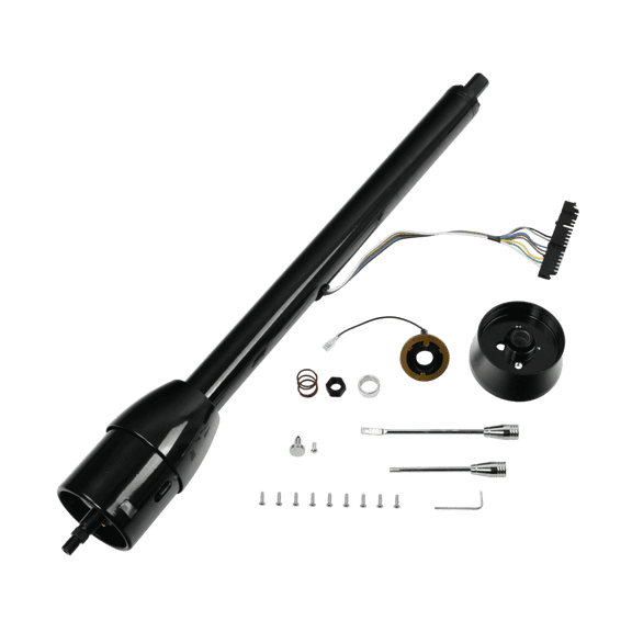32" Stainless Steel Tilt Manual Universal Steering Column & Wheel Adapter No Key Black