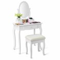 thumbnail image 1 of Gymax Ensemble Table de Maquillage et Tabouret avec Tiroirs Miroir Coiffeuse Blanc, 1 of 9
