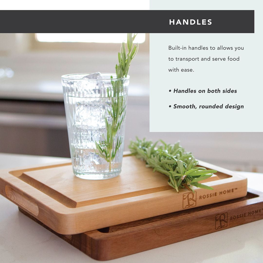 Rossie Home Blonde Maple Reversible Cutting Board with Juice Grooves, 11" x 9" x 1"