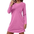 thumbnail image 2 of VLOOCKLW Women's Sleepshirts – Heart Print Round Neck Short Sleeve Nightgown, Soft Blue Cotton Nightshirt for Women, Comfy Summer Pajama Top, 2 of 4