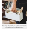 thumbnail image 2 of Yamazaki Home Pen + Desk Organizer - Two Sizes, White, Steel + Wood, Caddy, Handles, No Assembly, 2 of 7