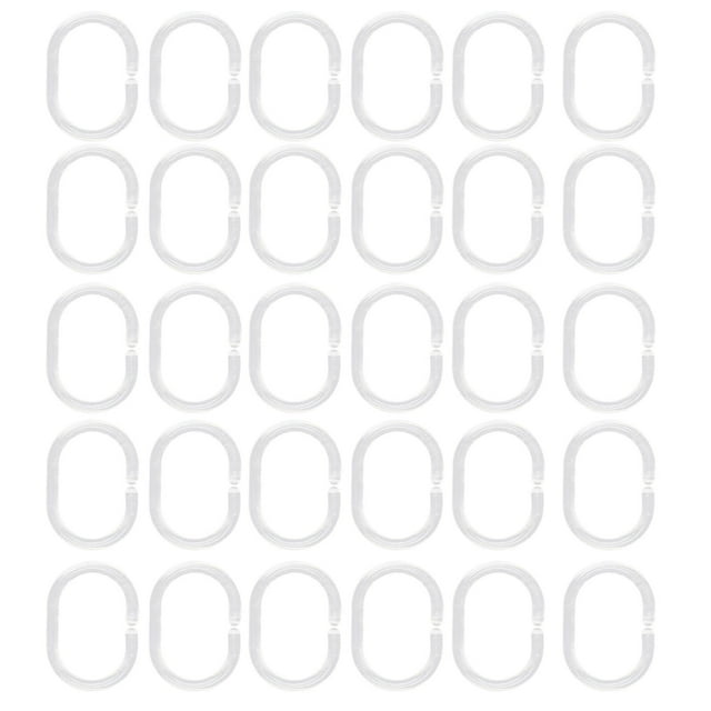 24Pcs Plastic Shower Curtain Hooks Rings - Clear, Easy Installation, Glide Smoothly, Bathroom Supplies