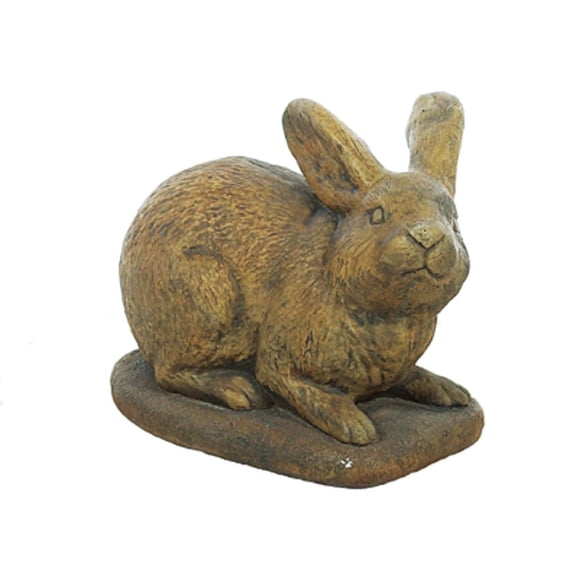Solid Rock Stoneworks Rabbit Looking Right Concrete Statue, 10" Tall, Espresso Color