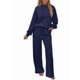 thumbnail image 2 of Conjuntos Deportivos de Dos Piezas para Mujer, Ideales para Otoño. Incluyen Sudadera con Cordón Ajustable y Pantalón Deportivo de Pierna . Azul Marino XL, 2 of 9