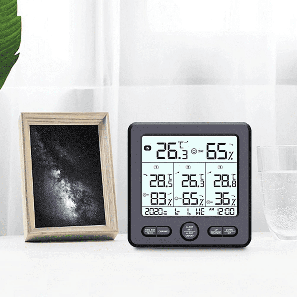Weather Station Indoor/Outdoor Wireless Sensors Digital Thermometer Hygrometer LED LCD Display Thermometer(White)