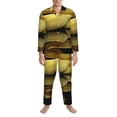 thumbnail image 3 of Balery Yellow White-Lipped Pit Viper Pijama para Hombre de Dos Piezas con Manga Larga, Conjunto de Dormir y Descanso Suave con Bolsillos-Large, 3 of 7