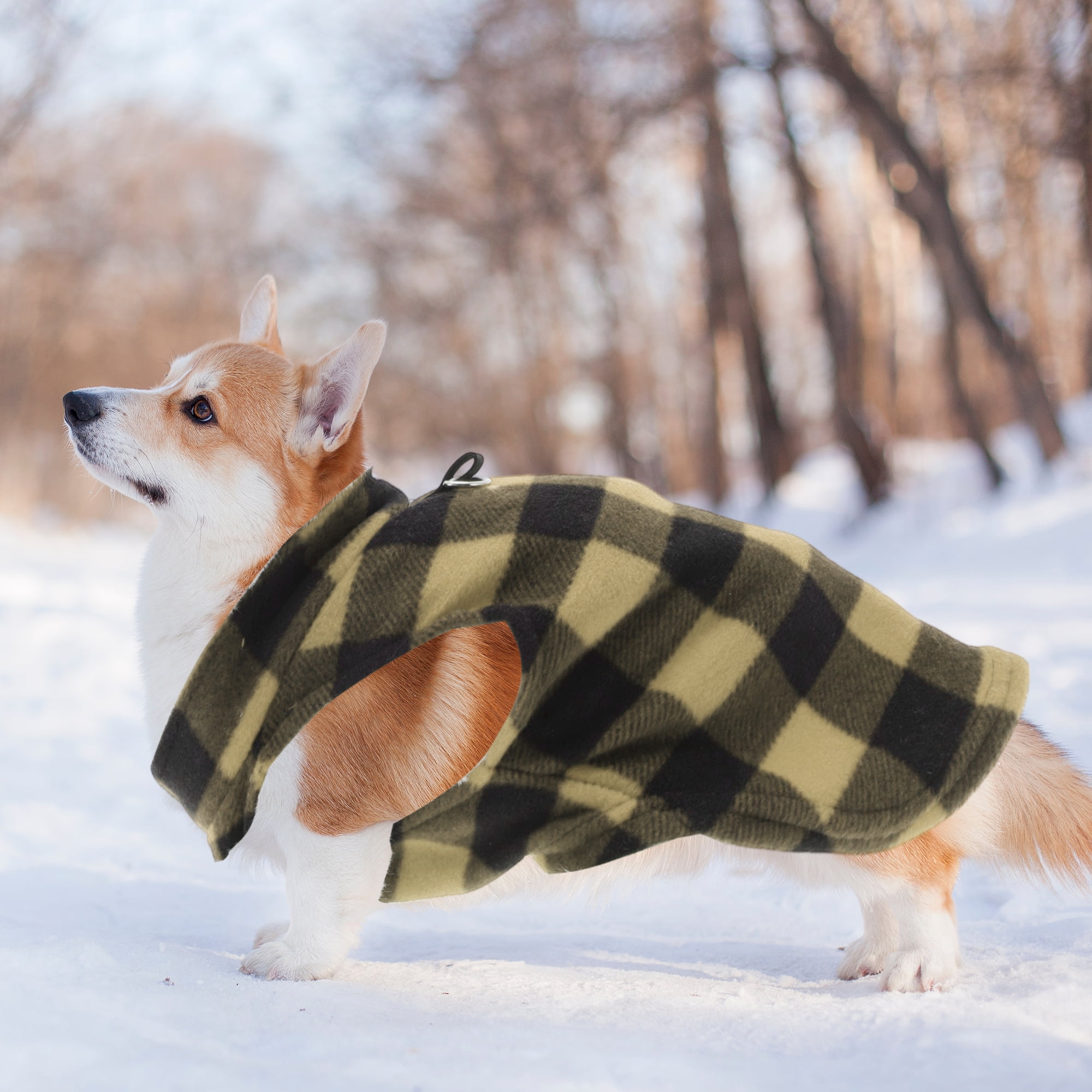 Unique Bargains Small Dog Cat Jumpers Plaid Polar Fleece Clothes Yellow Black L