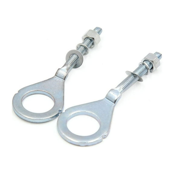 Unique Bargains Pair 18mm Dia Hole Silver Tone Metal Chain Axle Adjuster Tensioner for Motorbike