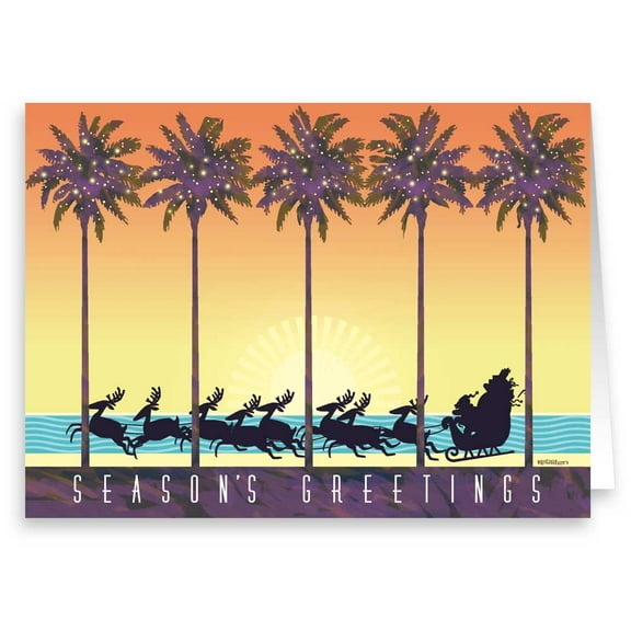Tropical Theme Christmas Card 18 Cards & Envelopes