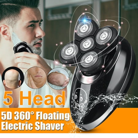 5 Head Men Bald Shaver Beard Razor Cordless Hair Grooming Trimmer Clipper Wet & Dry Shaver With USB PLUG & (Best Razor For Bald Head)