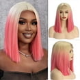 thumbnail image 2 of SUCS Women Lace Wig Headband Gradient Color Bob Short Straight Hair Synthetic Fiber Wig Headband Wigs, 2 of 6