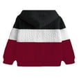 thumbnail image 2 of Jacquard Contrast Color Hooded Long Sleeve Tops for Men, 2 of 4