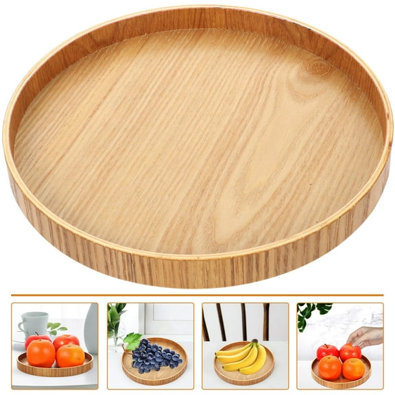 STOBOK Kitchen Tray Wooden Tray Light Brown Rustic Serving Storage Holder 1Set Back to School