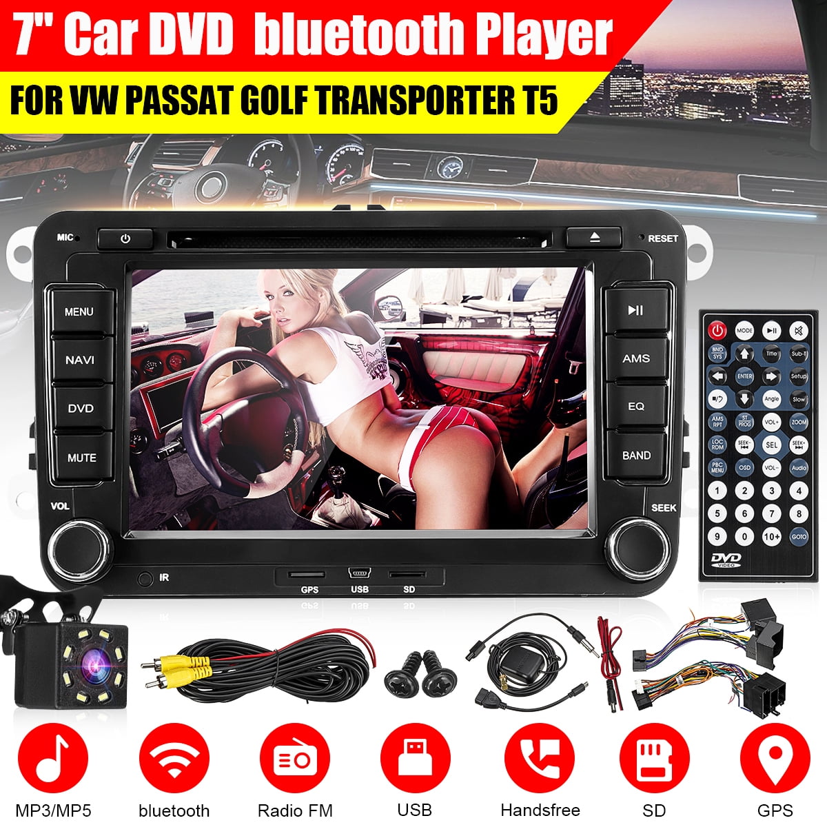7" DVD bluetooth Player Radio GPS Sat Stereo & Camera For