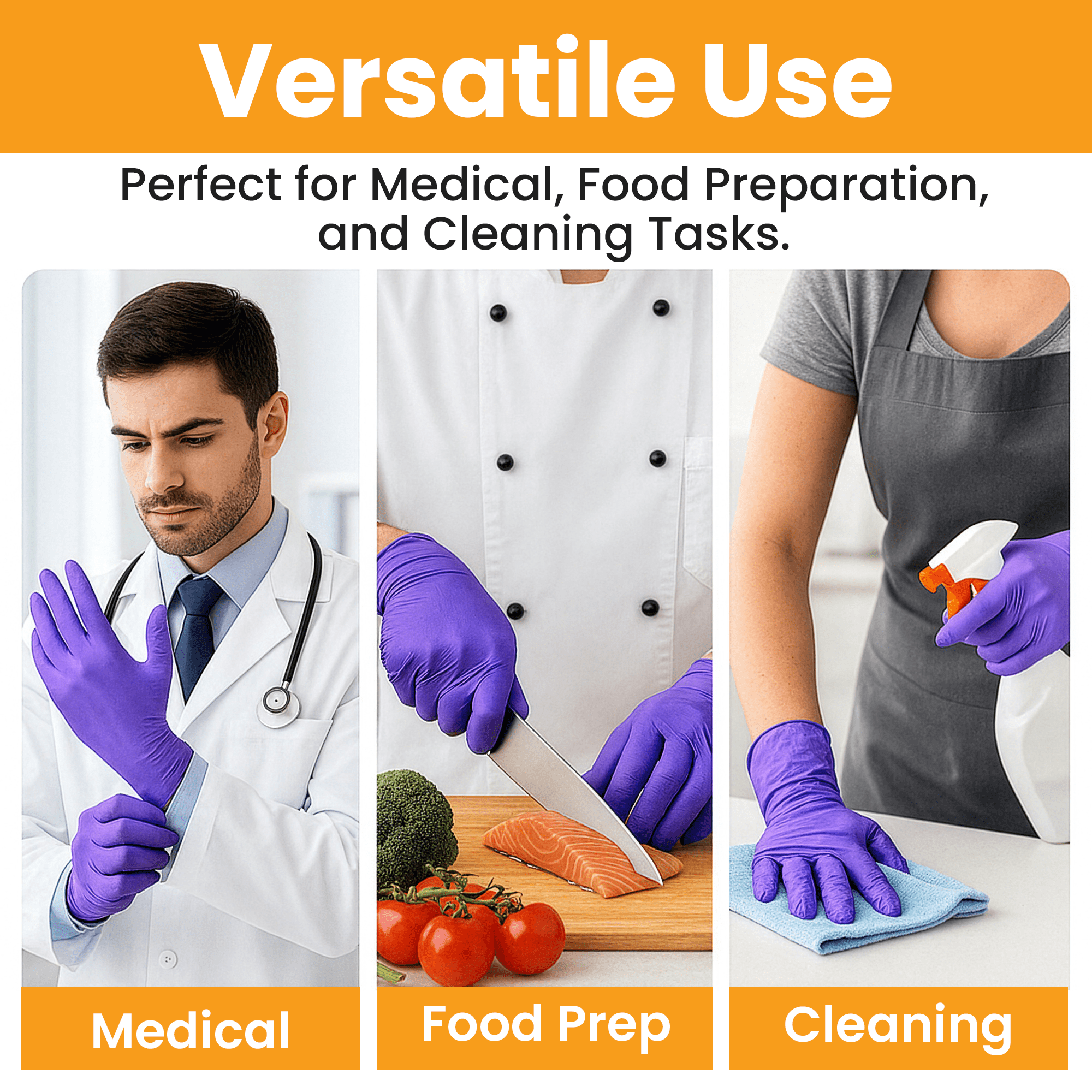 SAFEWAY USA Nitrile Gloves Disposable — Textured Fingertips, Non-Latex, Powder-Free and Multi-Purpose and Ambidextrous Design for House Cleaning, Food Prep, Esthetician and More —(4000 pcs, Large)