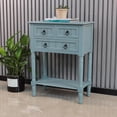 thumbnail image 2 of Entryway Table with Storage, Rustic Small Console Table w/ 3 Drawers & Open Bottom Shelf, Skinny Wood Console Table, Narrow Sofa Side Table for Living Room, Foyer, Entry Table, Antique Ice Blue, 2 of 7