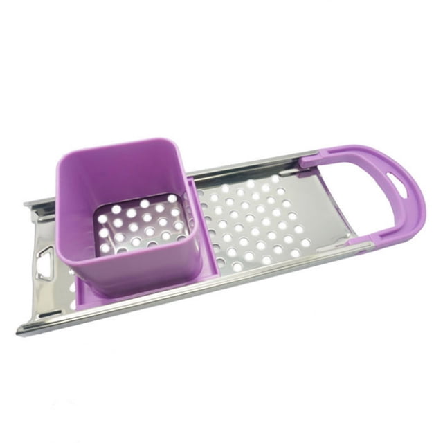 Herramienta de acero inoxidable para cocinar fideos de huevo y pasta para crear deliciosas creaciones en la cocina. Máquina para hacer spaetzle de color violeta claro