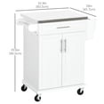 thumbnail image 2 of White Kitchen Island Cart with Stainless Steel Top & Storage - Rolling Kitchen Cart on Wheels for Living Room, Dining & Entryway Use, 2 of 7